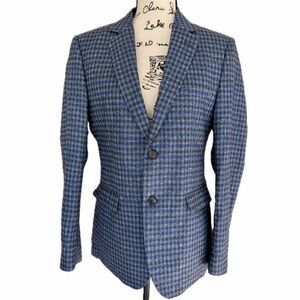 Akademiks Blazer Multi Gingham Checkered Navy Sport Coat Brioni‎ Style Academia